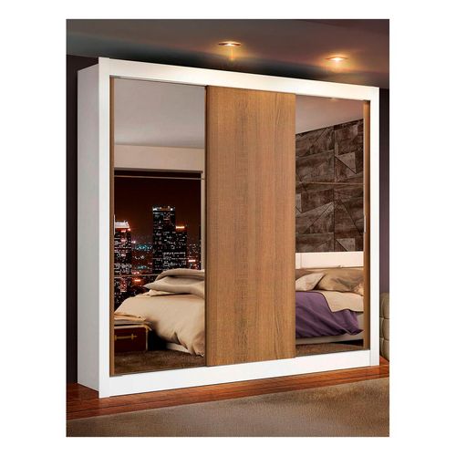 Closet Madesa 3 puertas con 2 espejos 4 cajones blanco marrón lyon plus