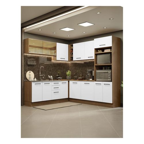 Cocina integral esquinera Madesa 459 cm marron blanco agata 01