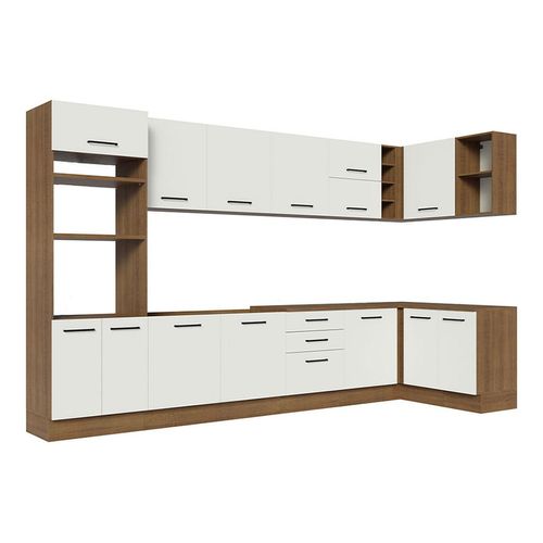 Cocina integral esquinera Madesa 499 cm marrón/blanco agata 01