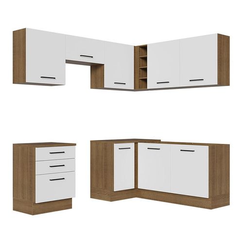 Cocina integral esquinera Madesa 399 cm marrón blanco agata 02