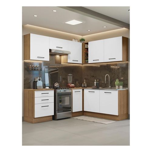 Cocina integral esquinera Madesa 399 cm marrón blanco agata 02