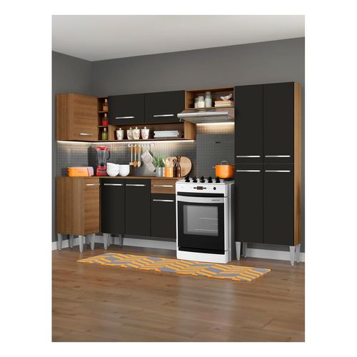 Cocina integral esquinera Madesa 353cm marrón negro emilly sun 01