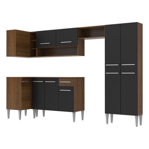 Cocina integral esquinera Madesa 353cm marrón negro emilly sun 01