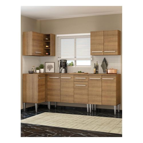Cocina integral esquinera Madesa 293 cm marrón emilly open 01