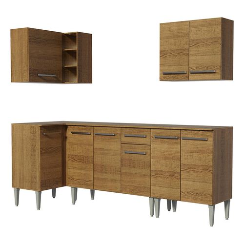 Cocina integral esquinera Madesa 293 cm marrón emilly open 01