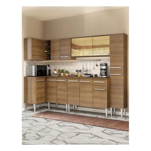 Cocina integral esquinera Madesa 325cm marron emilly wave 04