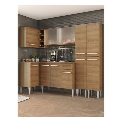 Cocina integral esquinera Madesa 293 cm marron emilly music 02