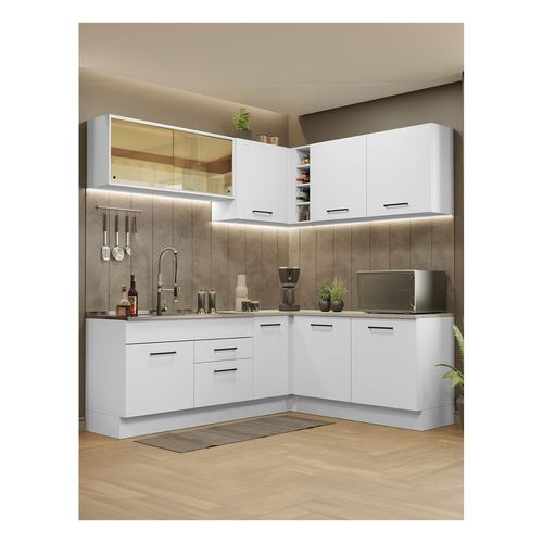 Cocina integral esquinera Madesa 389 cm blanco agata 01
