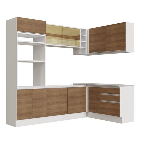 Cocina integral esquinera Madesa 399cm blanco marron glamy 02