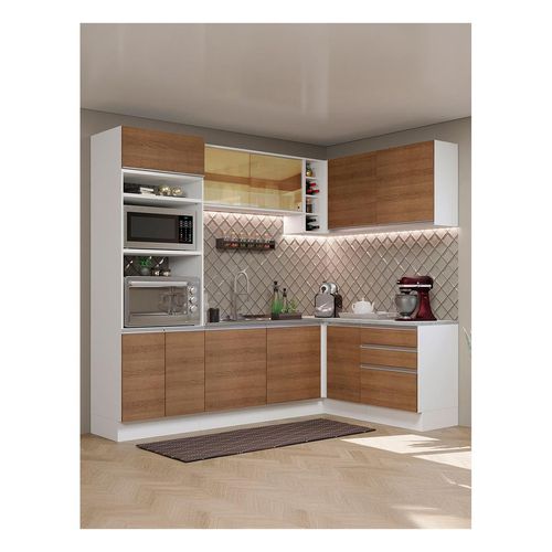 Cocina integral esquinera Madesa 399cm blanco marron glamy 02