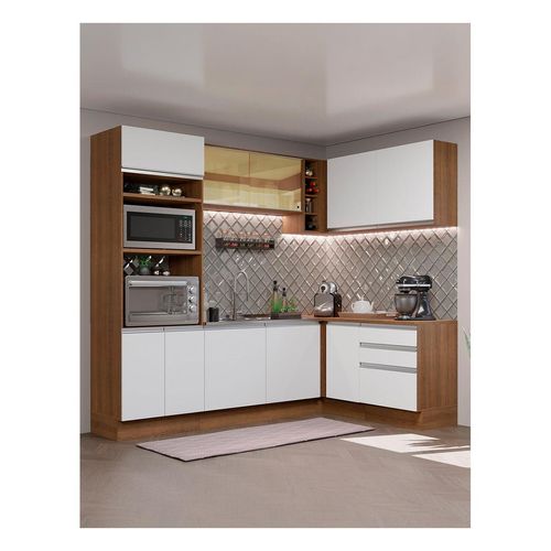 Cocina integral esquinera Madesa 399cm marron blanco glamy 02