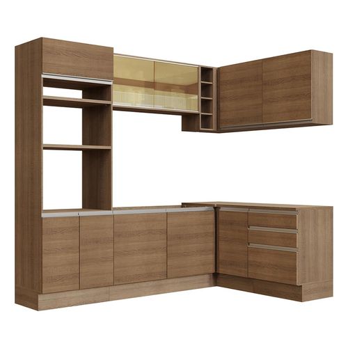 Cocina integral esquinera Madesa 399cm marron glamy 02