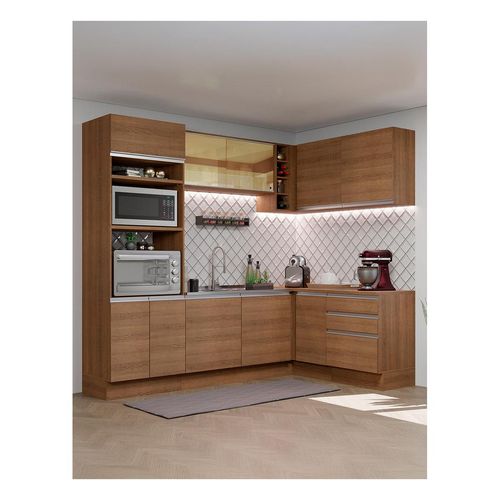 Cocina integral esquinera Madesa 399cm marron glamy 02