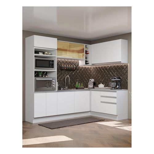 Cocina integral esquinera Madesa 399cm blanco glamy 02