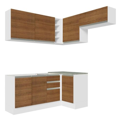 Cocina integral esquinera Madesa 349cm blanco marron glamy 07
