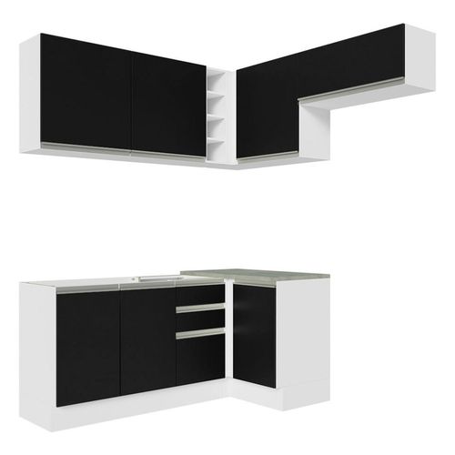 Cocina integral esquinera Madesa 349cm blanco negro glamy 07
