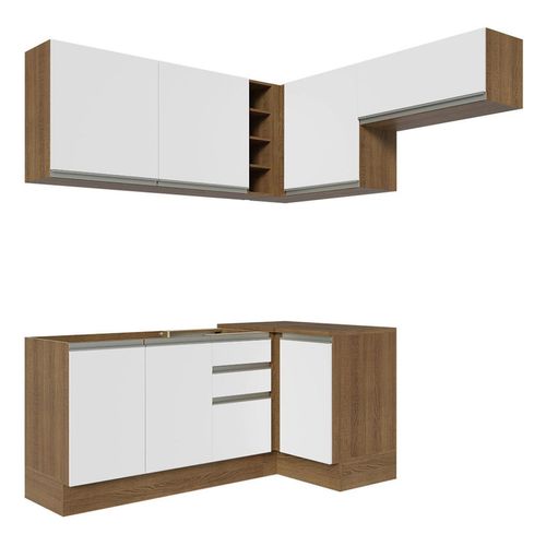 Cocina integral esquinera Madesa 349cm marron blanco glamy 07