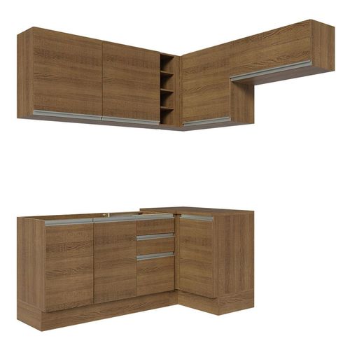 Cocina integral esquinera Madesa 349cm marron glamy 07