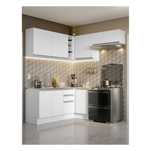 Cocina integral esquinera Madesa 349cm blanco glamy 07