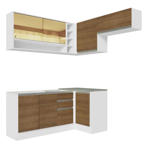 Cocina integral esquinera Madesa 349cm blanco marron glamy 06
