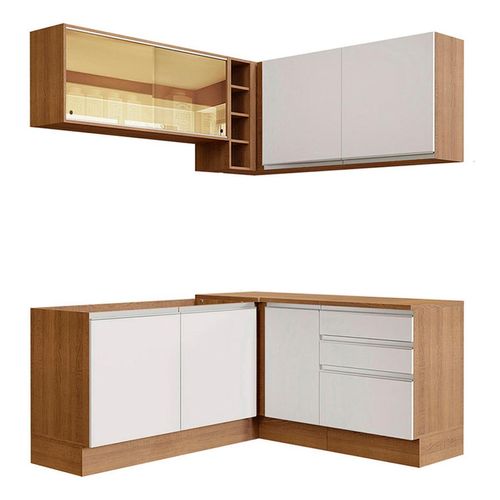 Cocina integral esquinera Madesa 329cm marron blanco glamy 02