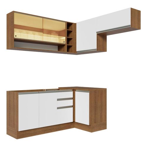 Cocina integral esquinera Madesa 349cm marron blanco glamy 06
