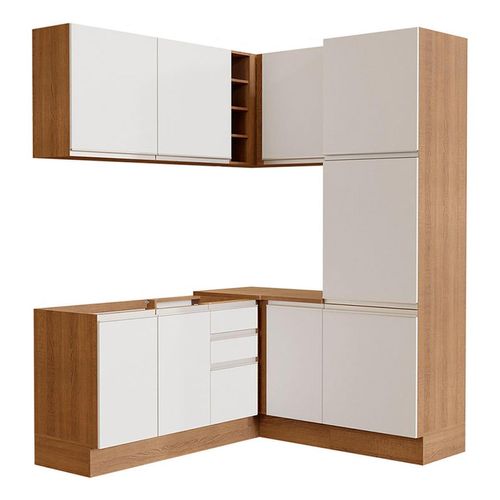 Cocina integral esquinera Madesa 329cm marron blanco glamy 01