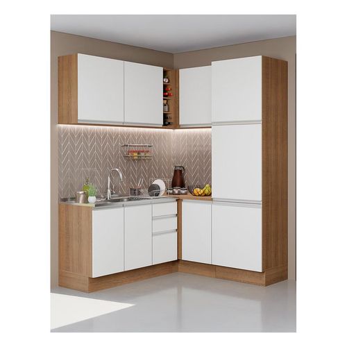 Cocina integral esquinera Madesa 329cm marron blanco glamy 01