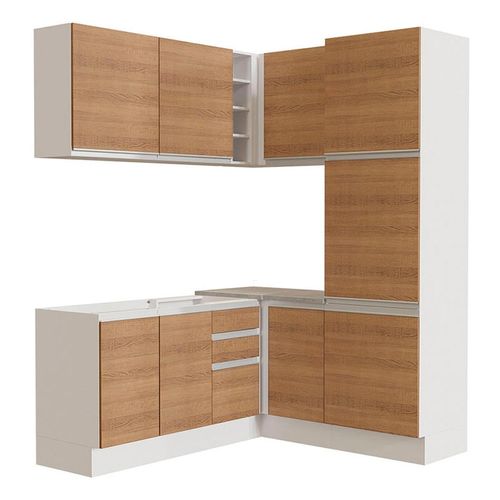 Cocina integral esquinera Madesa 329cm blanco marron glamy 01