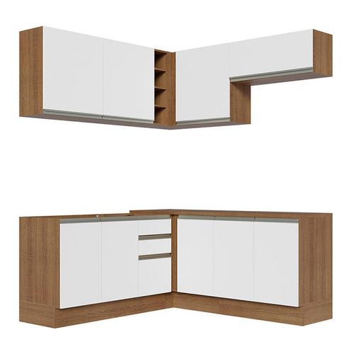 Cocina integral esquinera Madesa 349cm marron blanco glamy 03