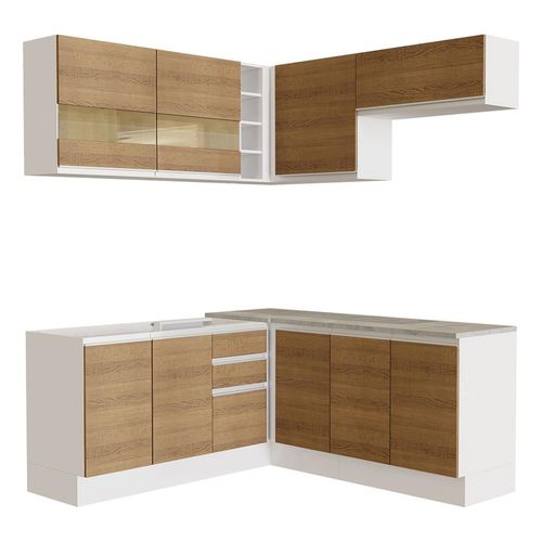 Cocina integral esquinera Madesa 349cm blanco marron glamy 01