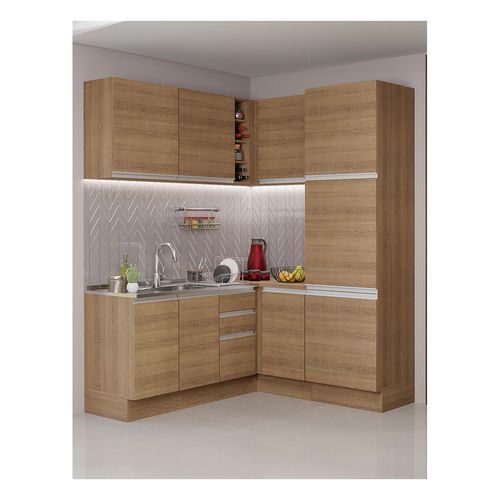 Cocina integral esquinera Madesa 329cm marron glamy 01