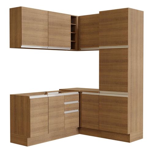 Cocina integral esquinera Madesa 329cm marron glamy 01