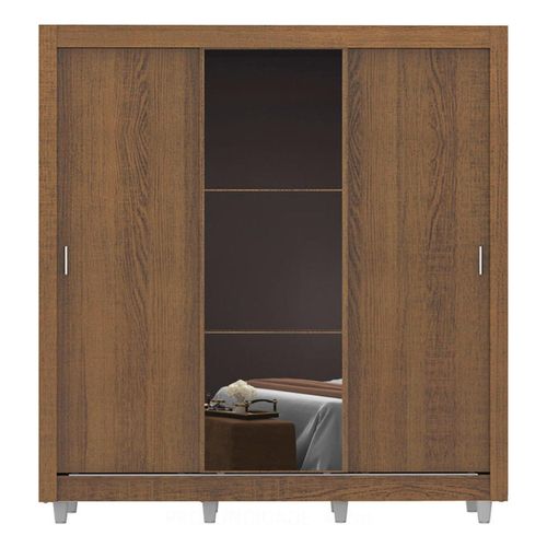 Closet Madesa 3 puertas con 1 espejo con pies marron monaco
