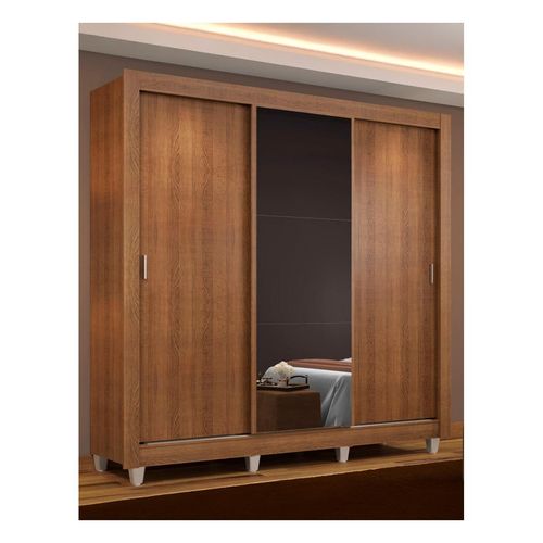 Closet Madesa 3 puertas con 1 espejo con pies marron monaco