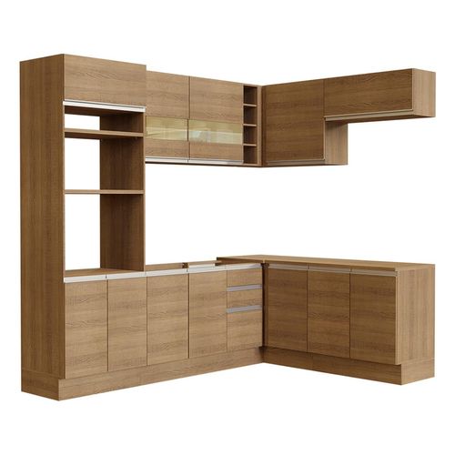 Cocina integral esquinera Madesa 419cm marron glamy 01