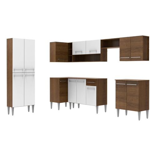 Cocina integral esquinera Madesa 481cm marron blanco moon emilly 01
