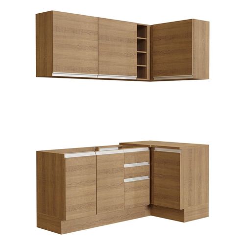 Cocina integral esquinera Madesa 269cm marron glamy 01