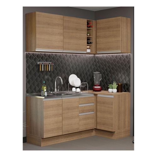 Cocina integral esquinera Madesa 269cm marron glamy 01