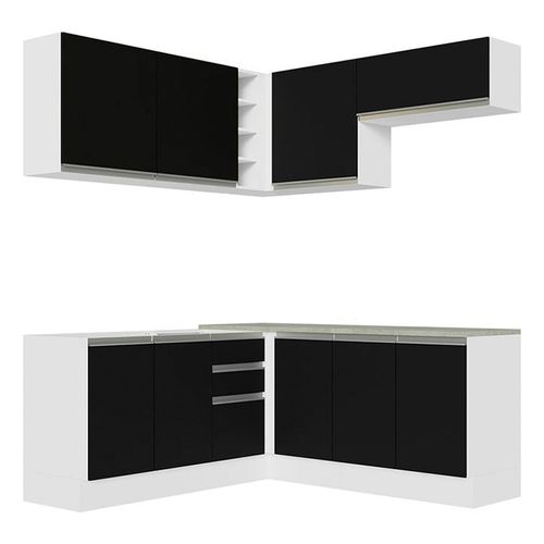 Cocina integral esquinera Madesa 349cm blanco negro glamy 03