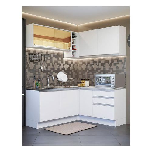 Cocina integral esquinera Madesa 329cm blanco glamy 02
