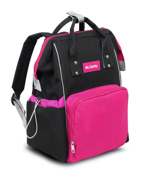 Mochila pañalera McCarthy negro/fucsia 16” pan-16