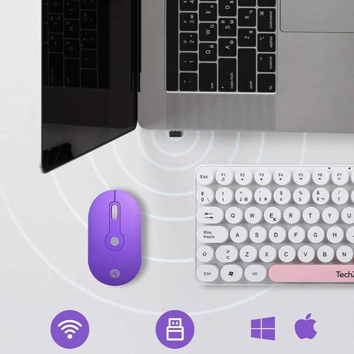 Kit de teclado y mouse Techzone rosa tzaccbi18