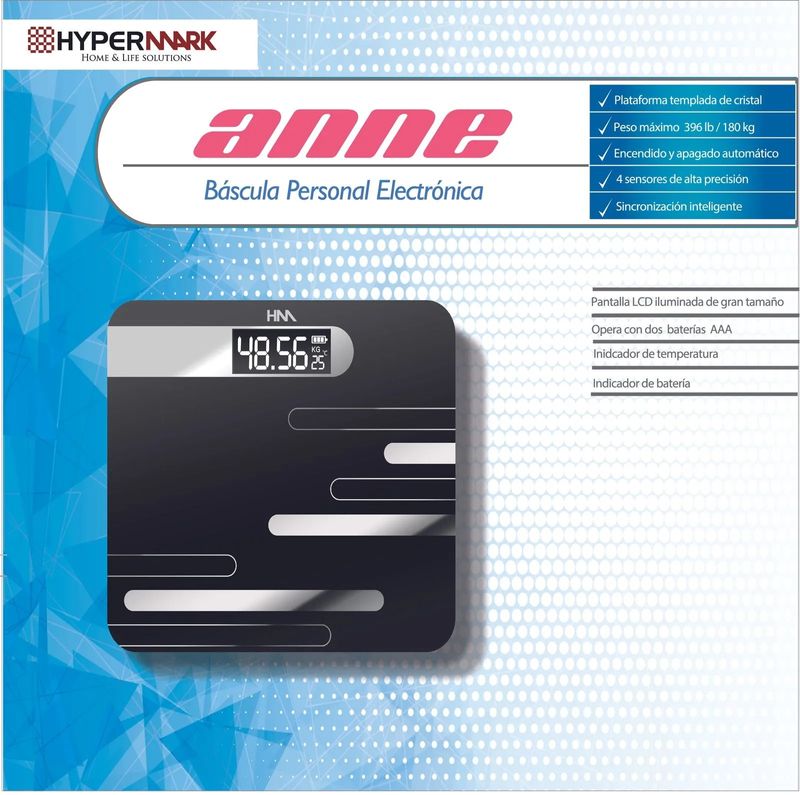 Bascula Digital corporal Hypermark 180kg negro anne-2-