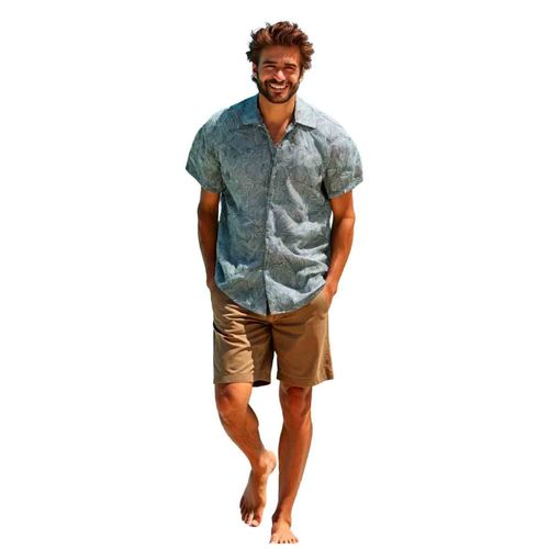 Camisa Mako & Co azul para caballero MKHC0013