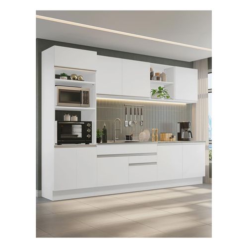 Cocina integral Madesa 310cm blanco glamy 02