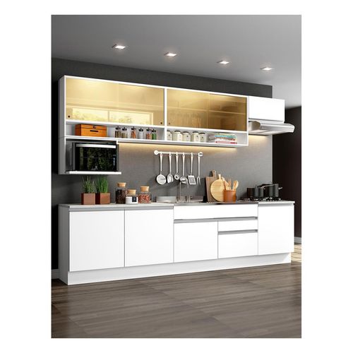 Cocina integral Madesa 300cm blanco glamy 01