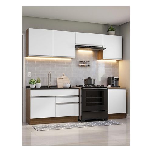 Cocina integral Madesa 260cm marron blanco glamy 04