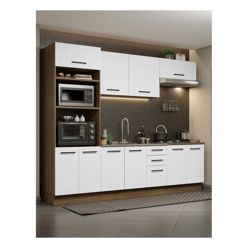 Cocina integral Madesa 270cm marron blanco agata 01