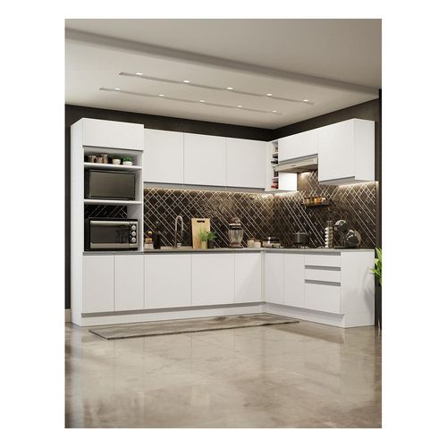 Cocina integral esquinera Madesa 479cm blanco glamy 01